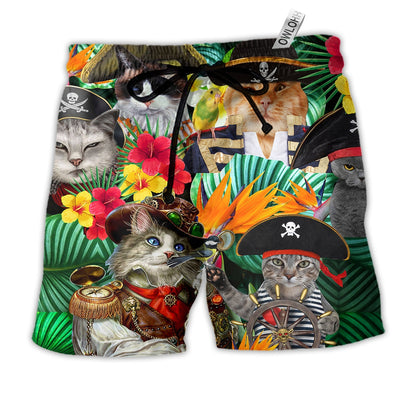 Beach Short / Adults / S Cat It's Pirate Life For Me Tropical Floral - Beach Short - Owls Matrix LTD