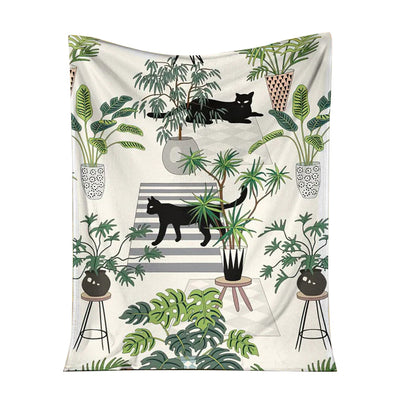 50" x 60" Cat Lovely Black Cats - Flannel Blanket - Owls Matrix LTD