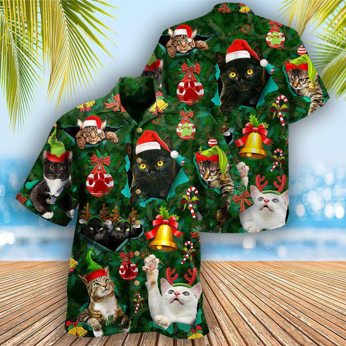 Cat Meowy Christmas - Hawaiian Shirt - Owls Matrix LTD