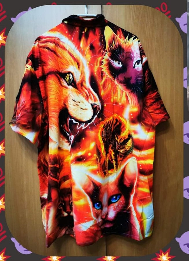Cat Play Fire - Hawaiian Shirt - Owls Matrix LTD