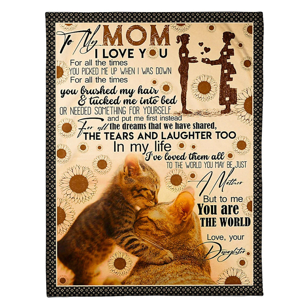 50" x 60" Cat To My Mom Cat In My Life - Flannel Blanket - Owls Matrix LTD