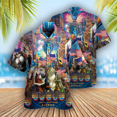 Cat With America Lets Countdown - Hawaiian Shirt - Owls Matrix LTD