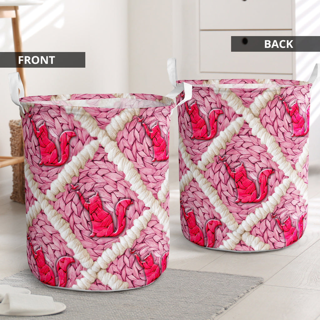 Cat Ceramic Pink Style - Laundry Basket - Owls Matrix LTD