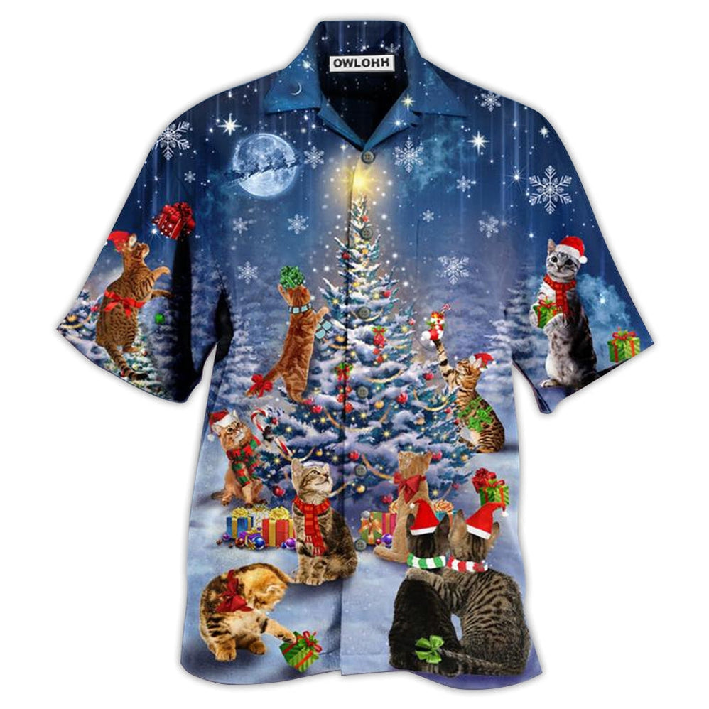 Hawaiian Shirt / Adults / S Christmas Cat Love Merry Christmas - Hawaiian Shirt - Owls Matrix LTD