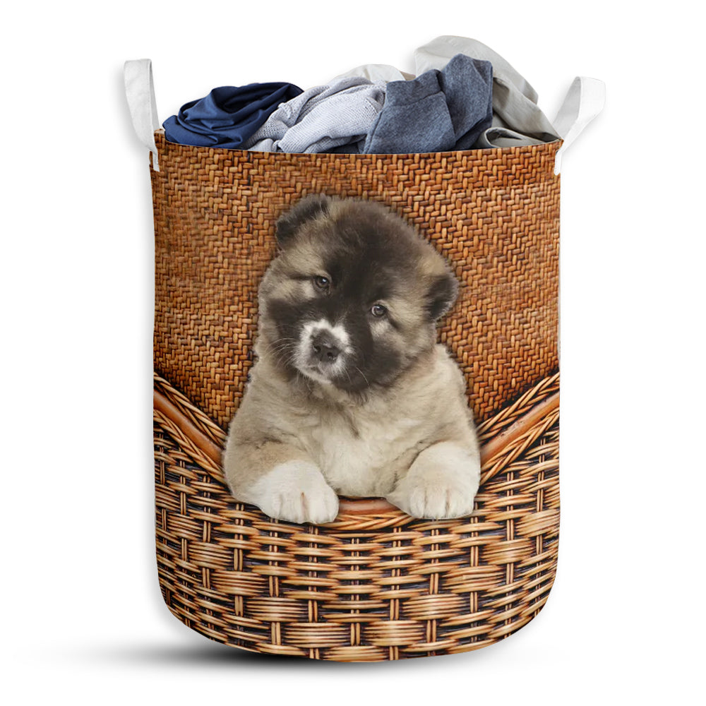 S: 17.72”x13.78” (45x35 cm) Caucasian Shepherd Dog Rattan Teaxture - Laundry Basket - Owls Matrix LTD