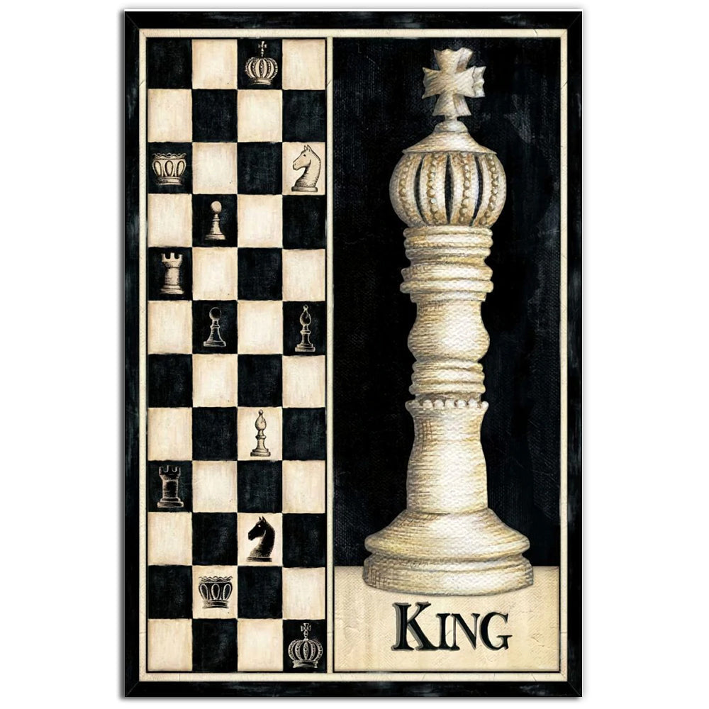 12x18 Inch Chess King Vintage Style - Vertical Poster - Owls Matrix LTD