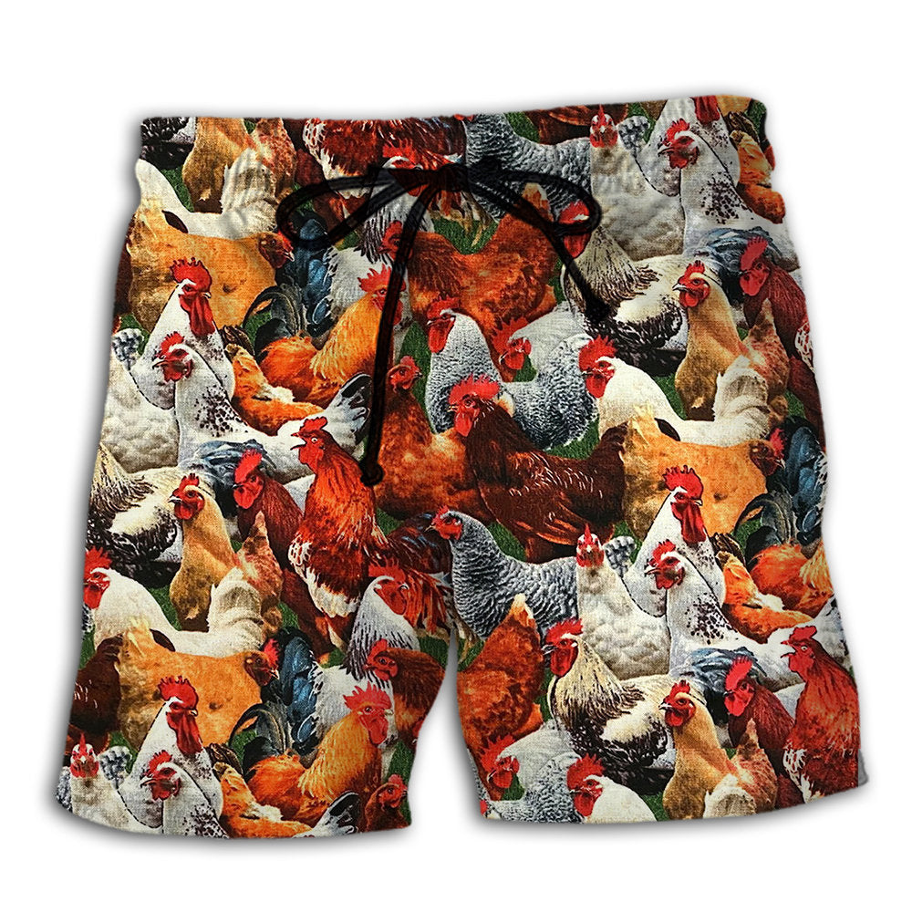 Beach Short / Adults / S Chicken I Just Want To Hang Out With My Chickens - Beach Short - Owls Matrix LTD