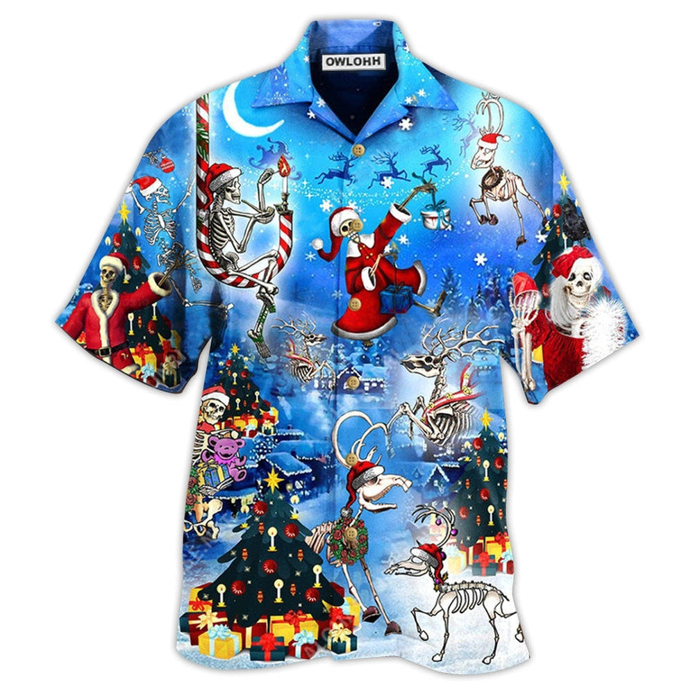 Hawaiian Shirt / Adults / S Christmas And Skull Merry Xmas Night - Hawaiian Shirt - Owls Matrix LTD