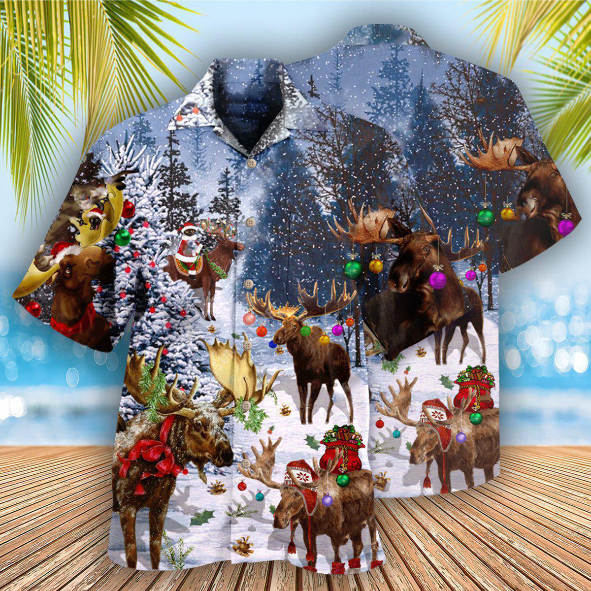 Christmas Merry Christ Moose - Hawaiian Shirt - Owls Matrix LTD