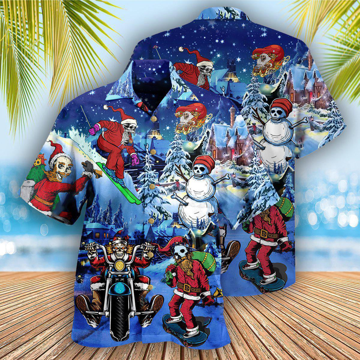 Christmas Merry Christmas With Skull - Hawaiian Shirt - Owls Matrix LTD