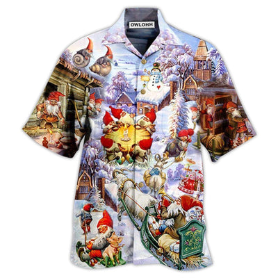 Hawaiian Shirt / Adults / S Christmas Oh Santa Claus Gnomes In Snow - Hawaiian Shirt - Owls Matrix LTD