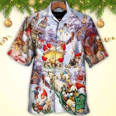 Christmas Oh Santa Claus Gnomes In Snow - Hawaiian Shirt - Owls Matrix LTD