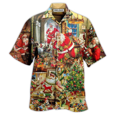 Hawaiian Shirt / Adults / S Christmas Santa's Toy Workshop Christmas Night - Hawaiian Shirt - Owls Matrix LTD
