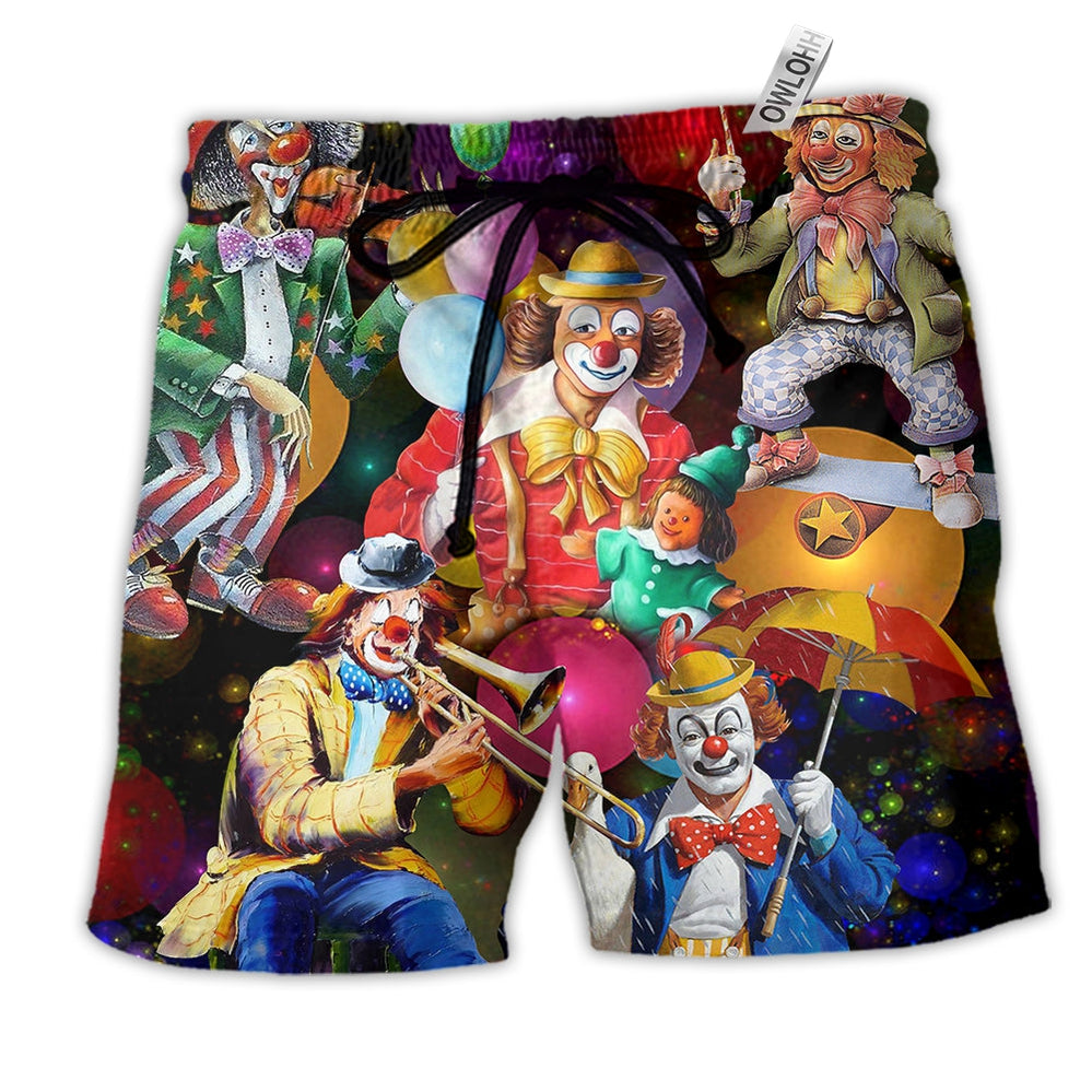 Beach Short / Adults / S Clown Funny Happy In The Night - Beach Short - Owls Matrix LTD