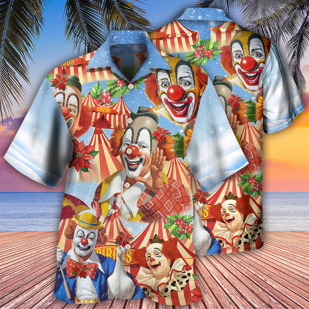 Clown Merry Christmas Flowers - Hawaiian Shirt - Owls Matrix LTD