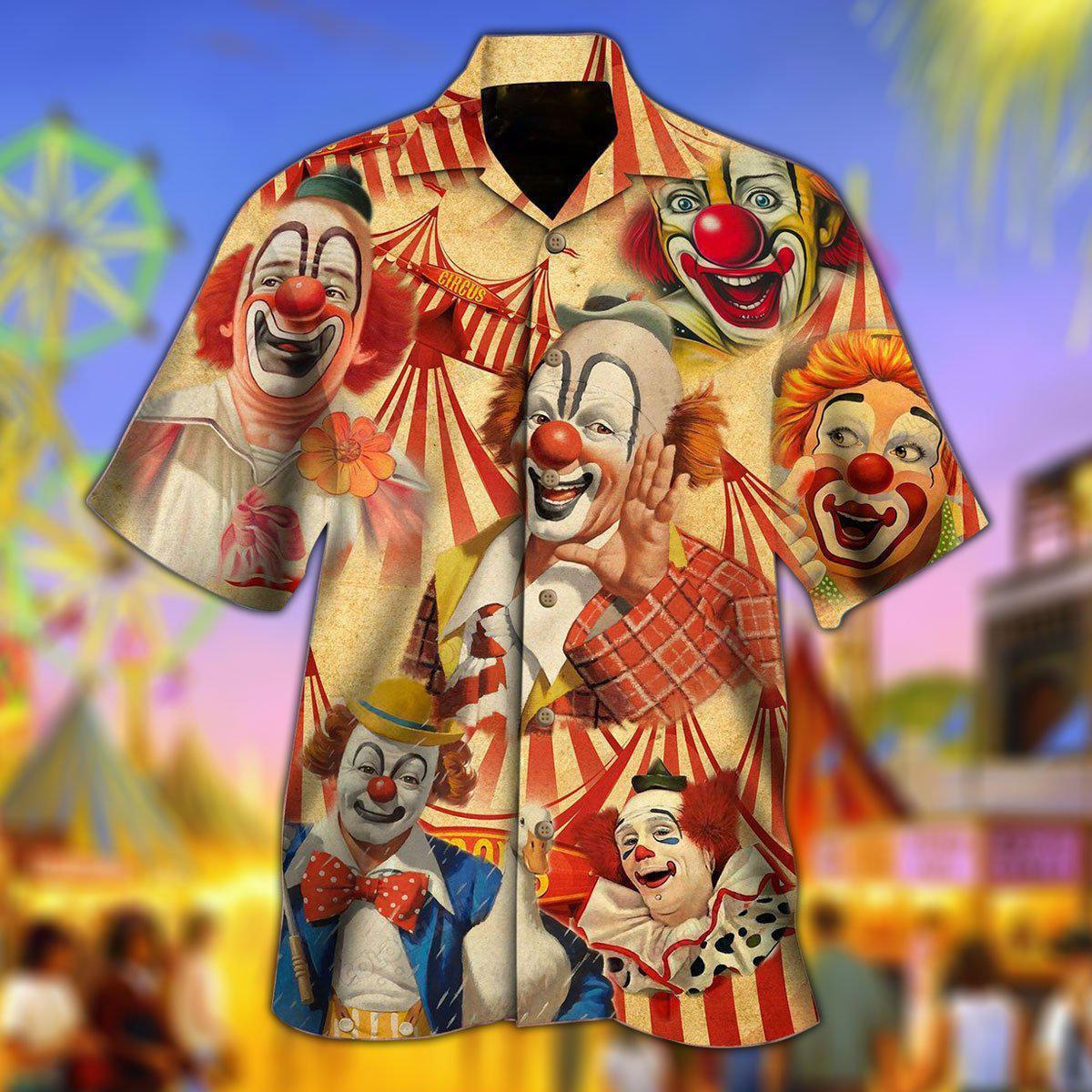 Clown Funny Happy Funny Life - Hawaiian Shirt - Owls Matrix LTD
