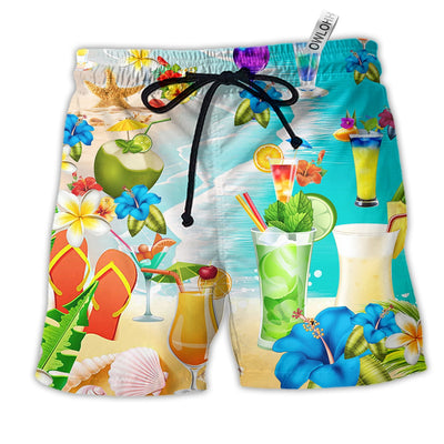 Beach Short / Adults / S Cocktails Drink Cocktails And Say Aloha Colorful - Beach Short - Owls Matrix LTD