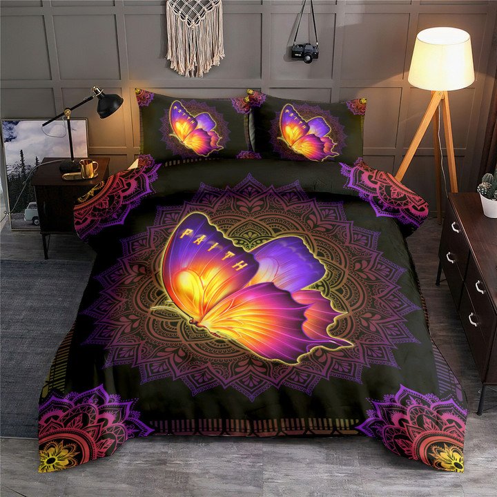 Butterfly Colorful Butterfly Faith Christian - Bedding Cover - Owls Matrix LTD