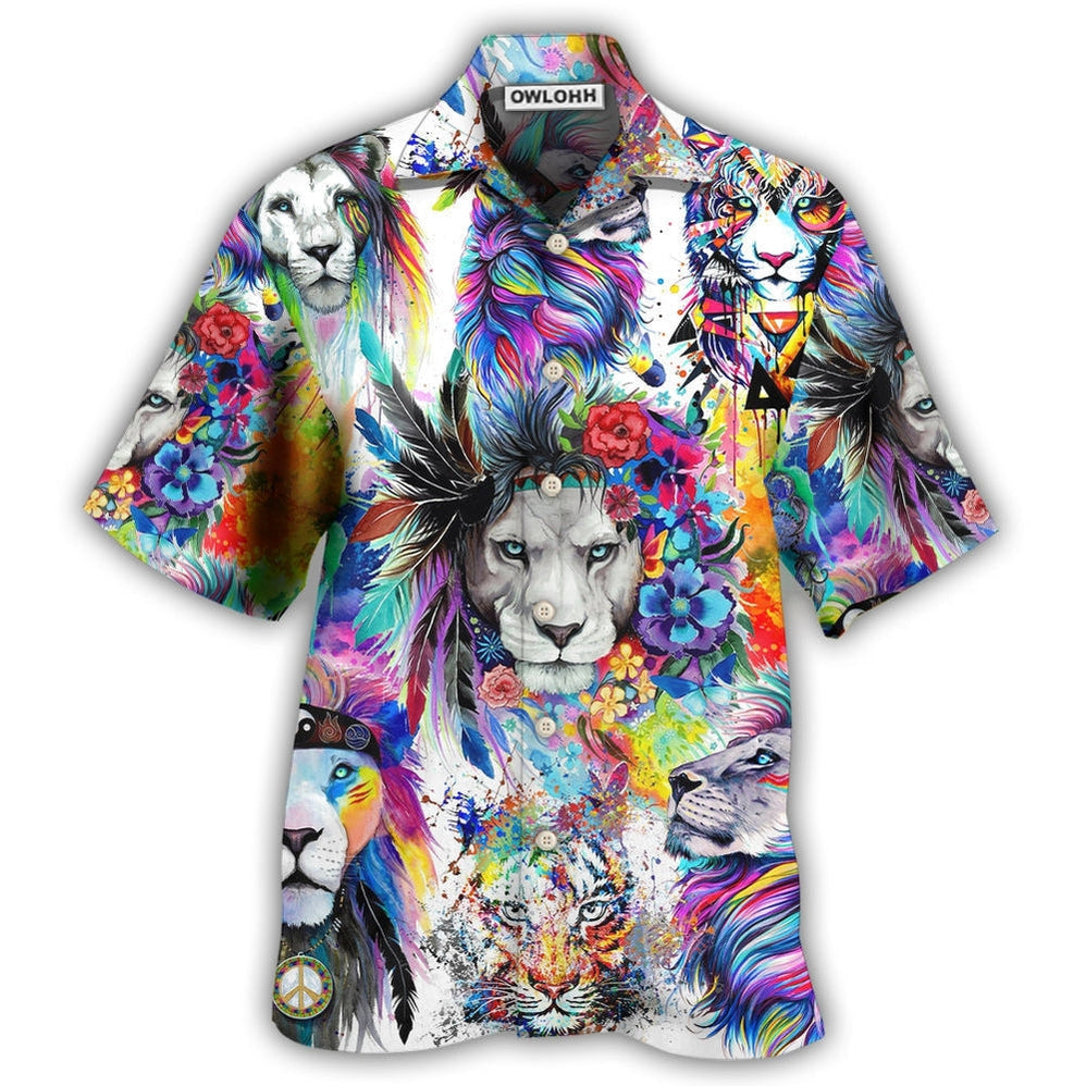Hawaiian Shirt / Adults / S Lion Colorful Painting - Hawaiian Shirt - Owls Matrix LTD
