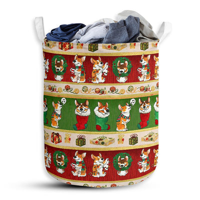 S: 17.72”x13.78” (45x35 cm) Corgi Funny Christmas Lover - Laundry Basket - Owls Matrix LTD