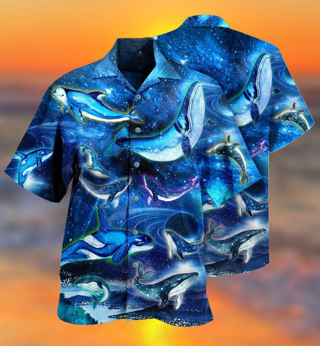 Whale In Fantasy Space - Hawaiian Shirt - Owls Matrix LTD