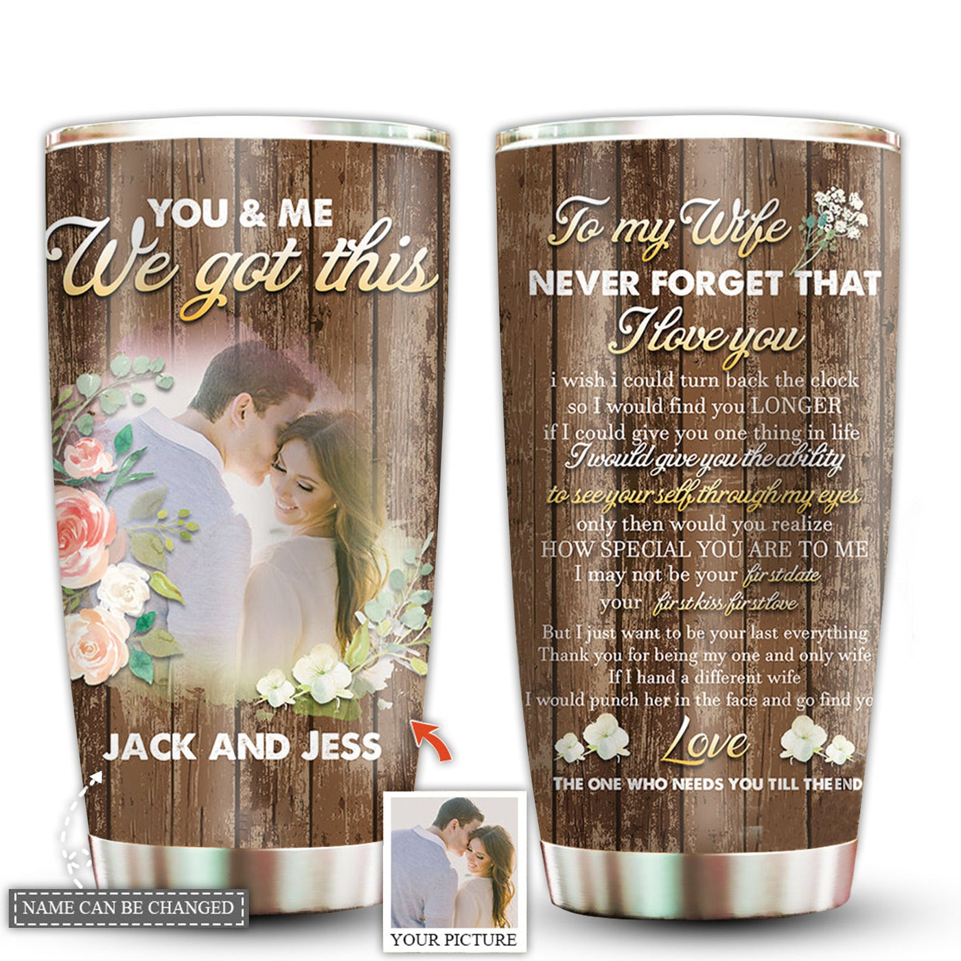 20OZ Couple You And Me Never Forget That I Love You Custom Photo - Tumbler - Owls Matrix LTD