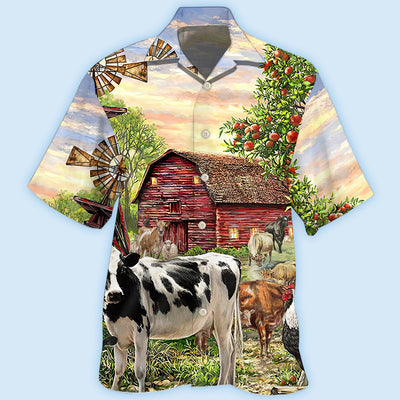 Cow Farm Peaceful Life - Hawaiian Shirt - Owls Matrix LTD