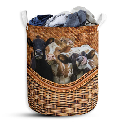 Cow Rattan Teaxture Lover - Laundry Basket - Owls Matrix LTD