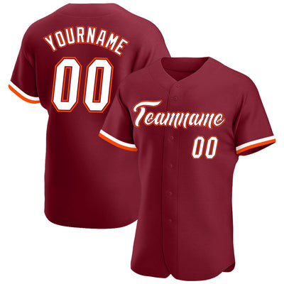 Custom Crimson White-Orange Authentic Baseball Jersey - Owls Matrix LTD