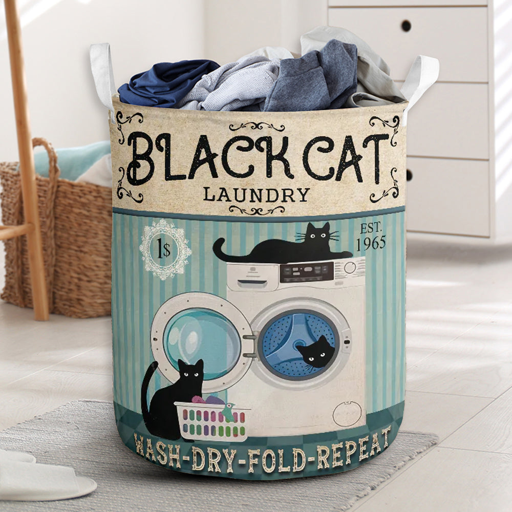 Black Cat Wash Basic Style - Laundry Basket - Owls Matrix LTD