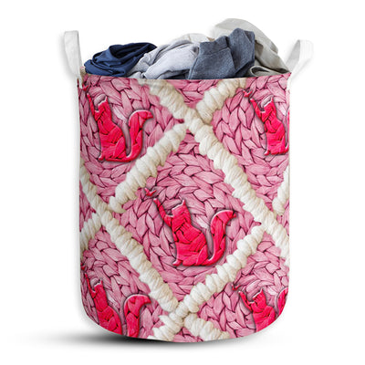 S: 17.72”x13.78” (45x35 cm) Cat Ceramic Pink Style - Laundry Basket - Owls Matrix LTD