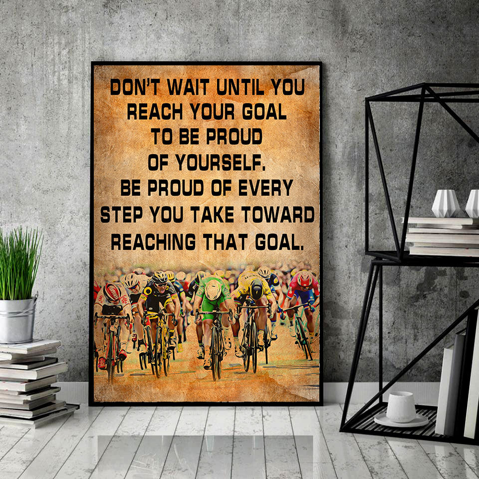 Cycling Reaching That Goal - Vertical Poster - Owls Matrix LTD
