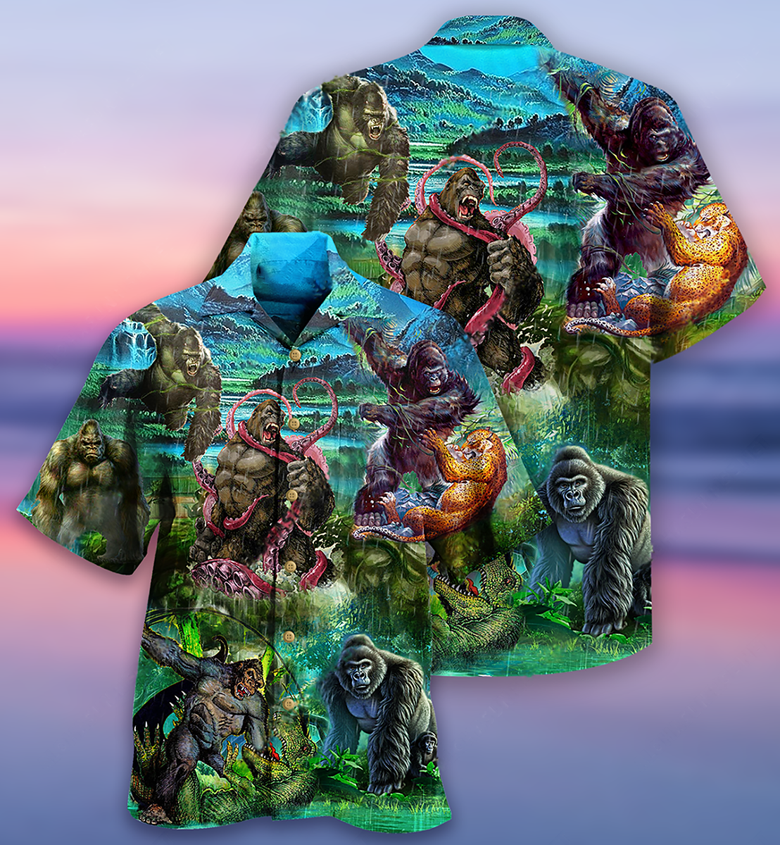 Gorilla Is The King Of The Jungle Cool - Hawaiian Shirt - Owls Matrix LTD