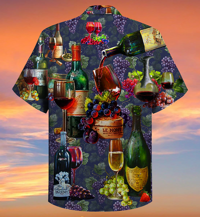 Wine Life Is Better With A Glass Of Wine Grape - Hawaiian Shirt - Owls Matrix LTD