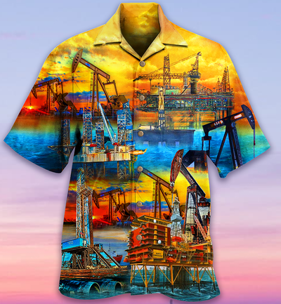 Oil Sunset At The Oil Field - Hawaiian Shirt - Owls Matrix LTD