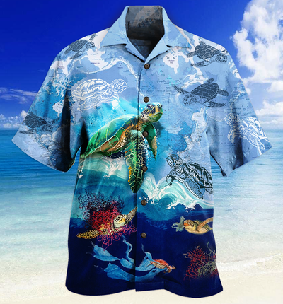 Turtle Go With The Flow - Hawaiian Shirt - Owls Matrix LTD