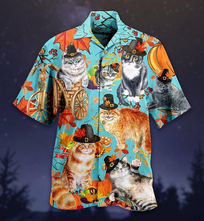 Cat Happy Thanksgiving - Hawaiian Shirt - Owls Matrix LTD