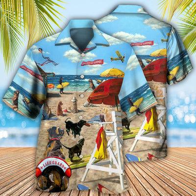 Dog Lifeguard On The Beach - Hawaiian Shirt - Owls Matrix LTD