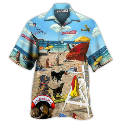 Dog Lifeguard On The Beach - Hawaiian Shirt - Owls Matrix LTD