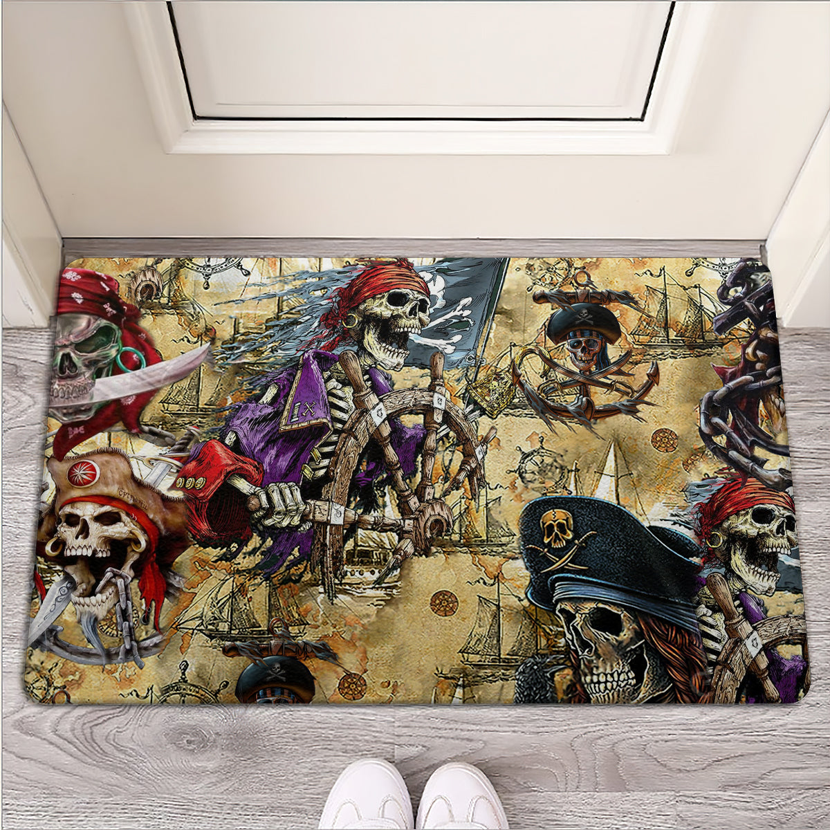 Skull Amazing Pirate Hunting - Doormat - Owls Matrix LTD