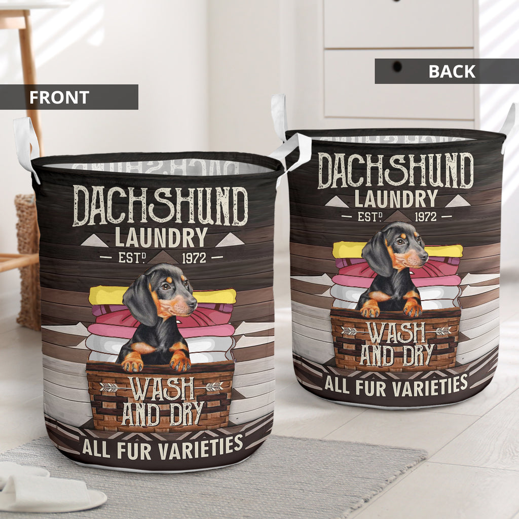 Dachshund Laundry Wash And Day - Laundry Basket - Owls Matrix LTD