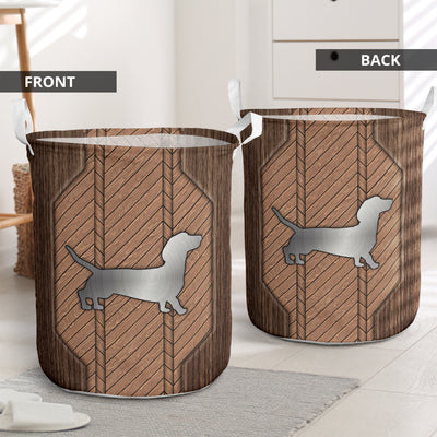 Dachshund Wood Style - Laundry Basket - Owls Matrix LTD