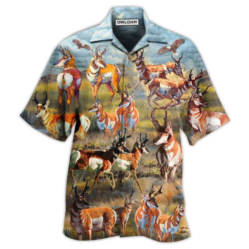 Hawaiian Shirt / Adults / S Deer Buck Deer On The Field - Hawaiian Shirt - Owls Matrix LTD
