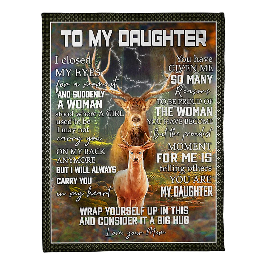 50" x 60" Deer Consider It A Big Hug Best Gift For Daughter - Flannel Blanket - Owls Matrix LTD