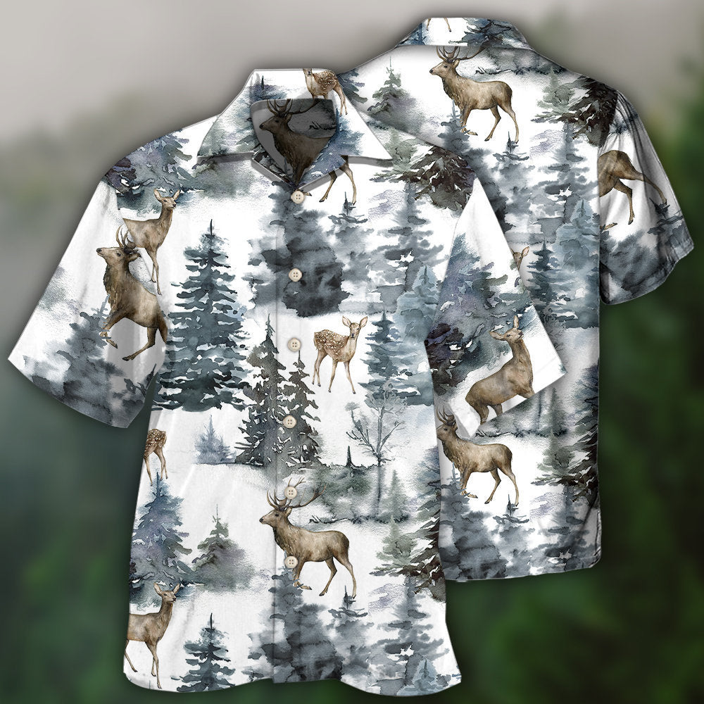 Deer Forest Blur Art - Hawaiian Shirt - Owls Matrix LTD
