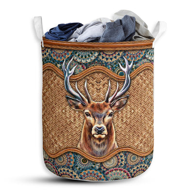 Deer Hunting Rattan Style - Laundry Basket - Owls Matrix LTD