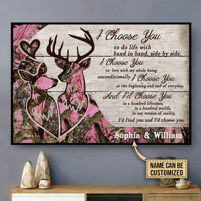 Deer Pink Camo I Choose You Personalized - Horizontal Poster - Owls Matrix LTD