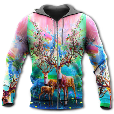 Zip Hoodie / S Deer Spring Colorful Style - Hoodie - Owls Matrix LTD