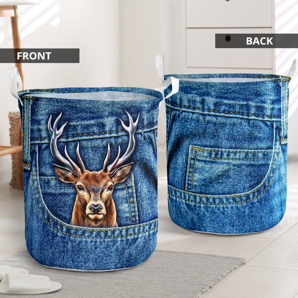 Deer Hunting Jean Pocket - Laundry Basket - Owls Matrix LTD