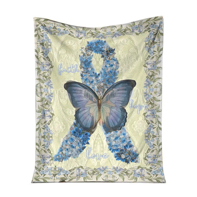 50" x 60" Diabetes Awareness Faith Hope Love Butterfly So Cool - Flannel Blanket - Owls Matrix LTD